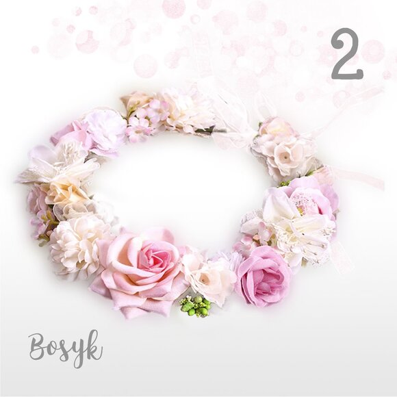 Dusty Rose Blush Baby Pink Ivory Lilac Flower Girl Crown-Spring floral Girl Halo - Picture 3 of 10